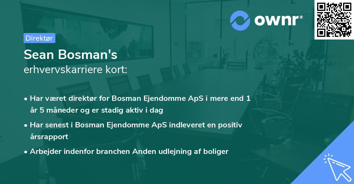 Sean Bosman's erhvervskarriere kort