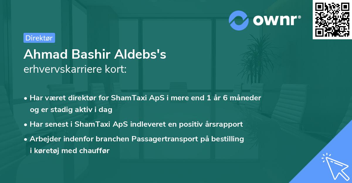 Ahmad Bashir Aldebs's erhvervskarriere kort