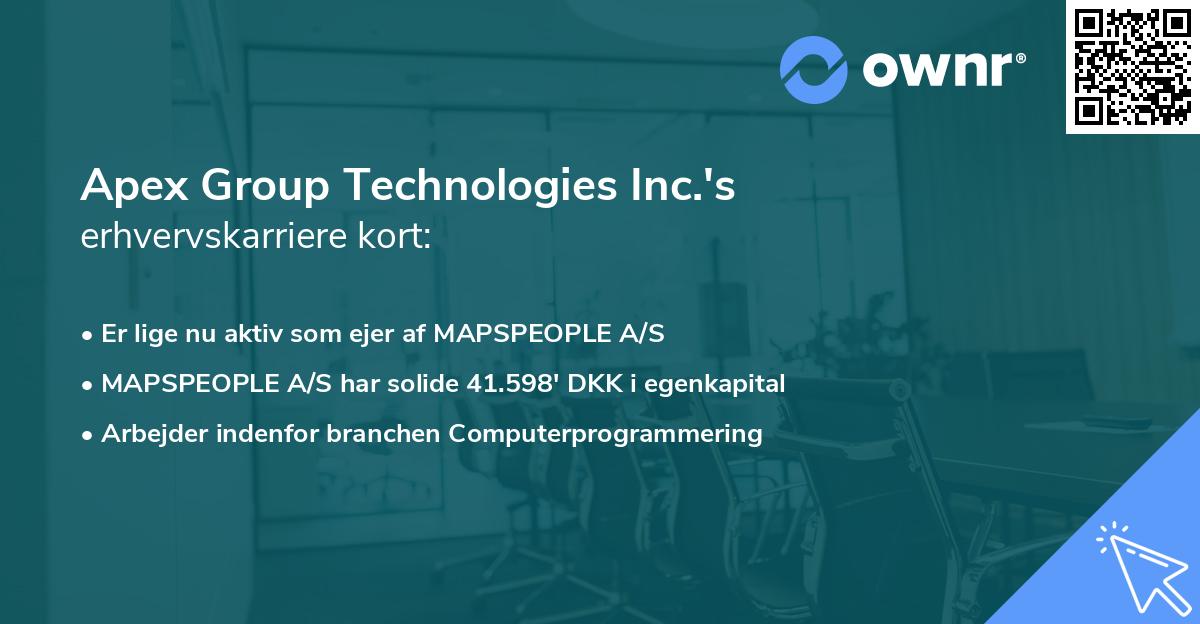Apex Group Technologies Inc.'s erhvervskarriere kort