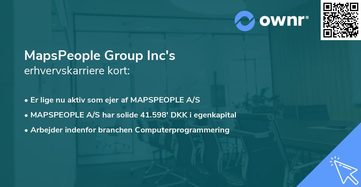 MapsPeople Group Inc's erhvervskarriere kort