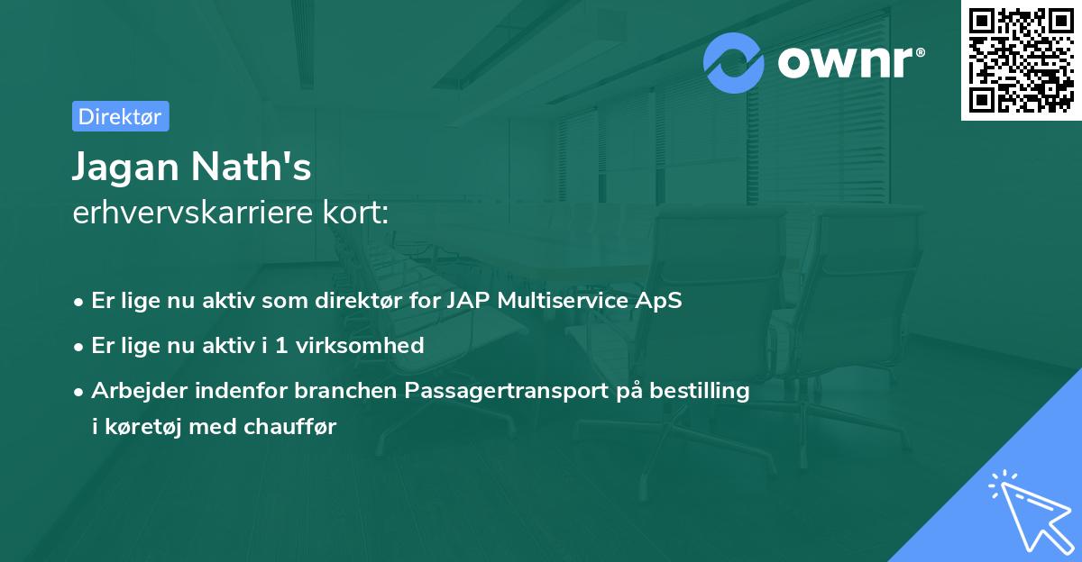 Jagan Nath's erhvervskarriere kort