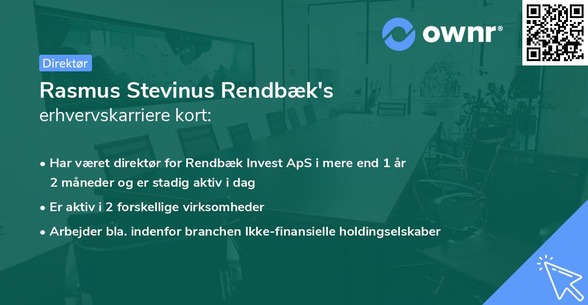 Rasmus Stevinus Rendbæk's erhvervskarriere kort