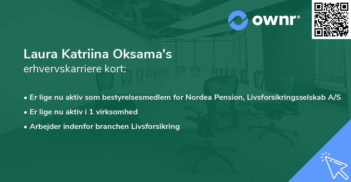 Laura Katriina Oksama's erhvervskarriere kort