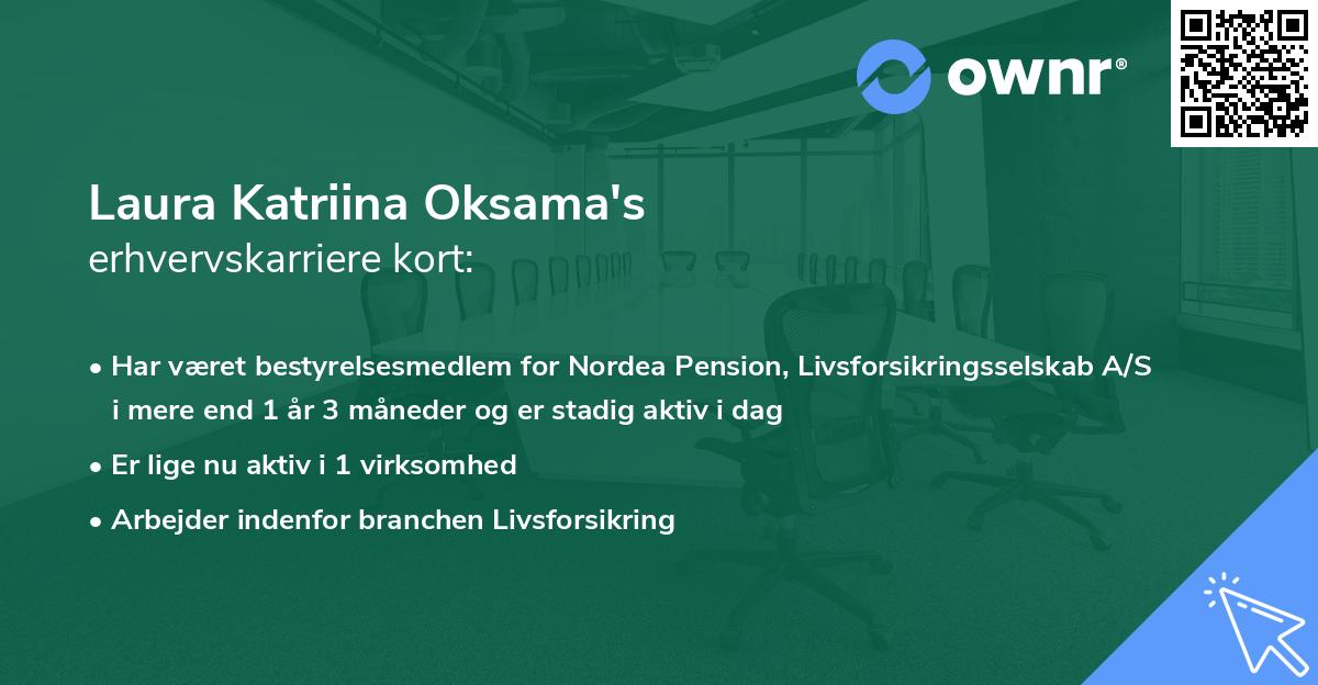 Laura Katriina Oksama's erhvervskarriere kort