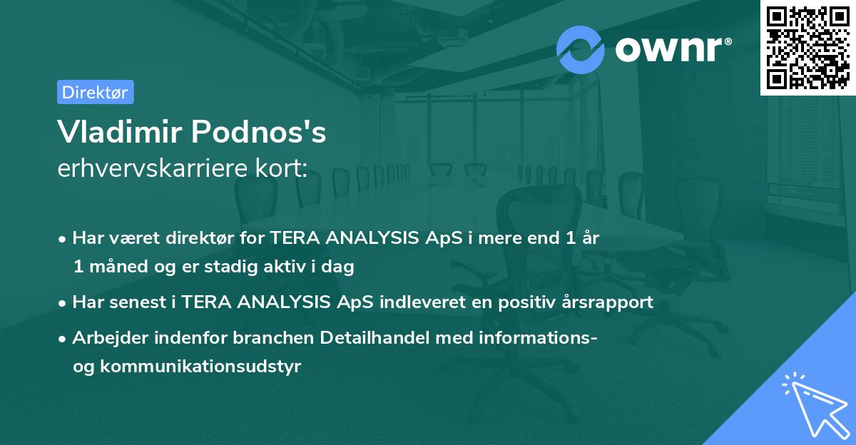 Vladimir Podnos's erhvervskarriere kort