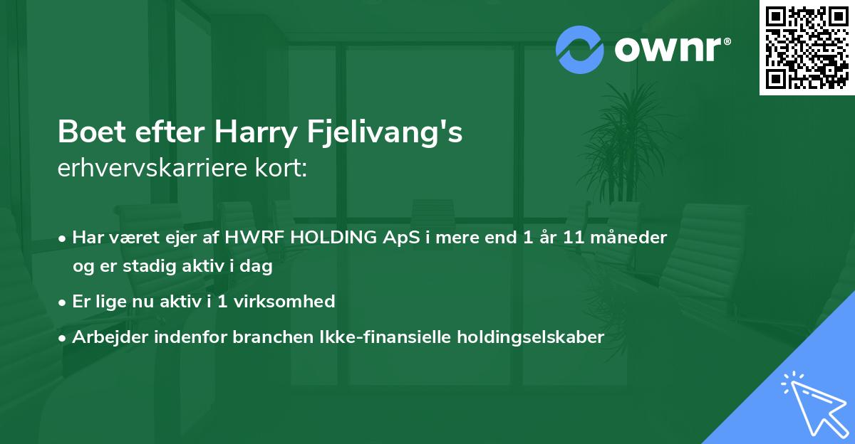 Boet efter Harry Fjelivang's erhvervskarriere kort