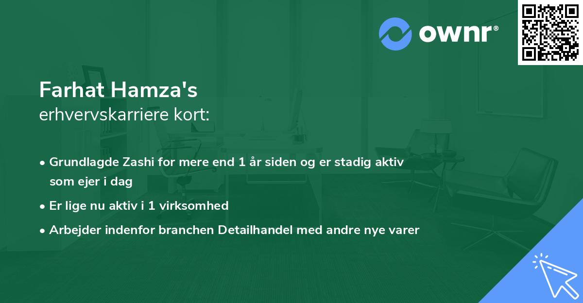 Farhat Hamza's erhvervskarriere kort