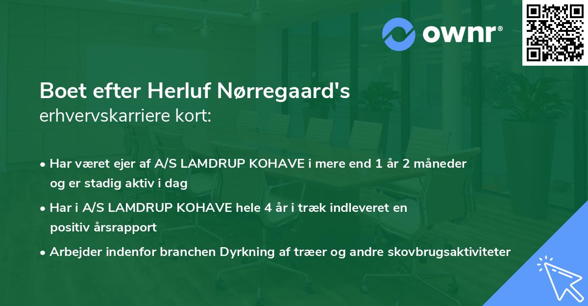Boet efter Herluf Nørregaard's erhvervskarriere kort