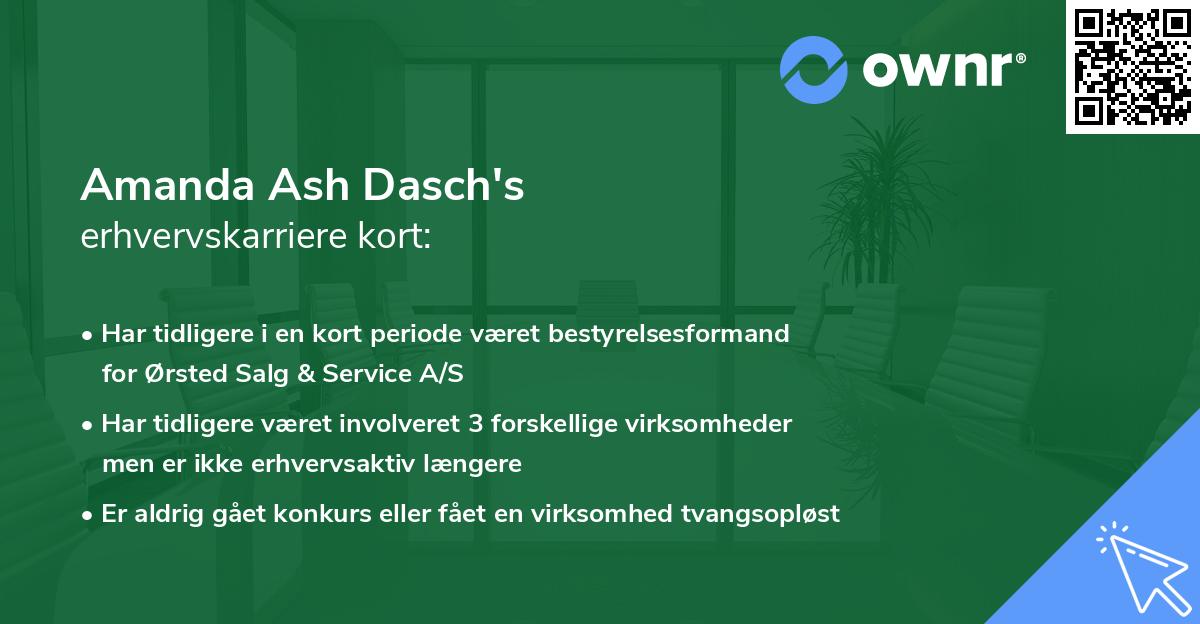 Amanda Ash Dasch's erhvervskarriere kort