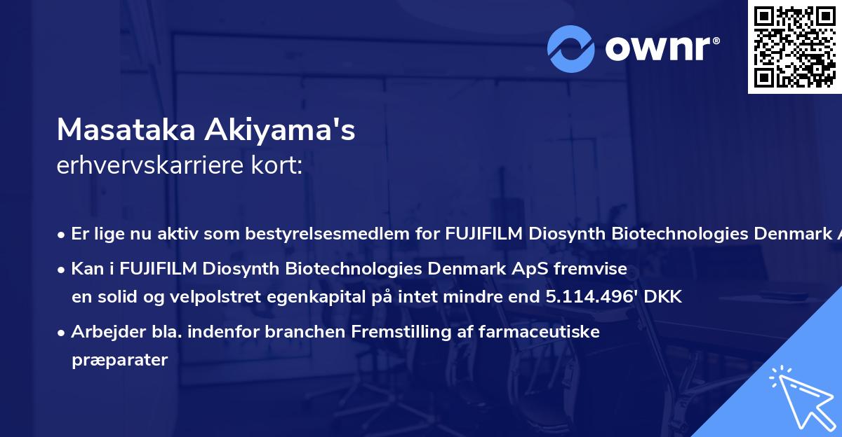 Masataka Akiyama's erhvervskarriere kort