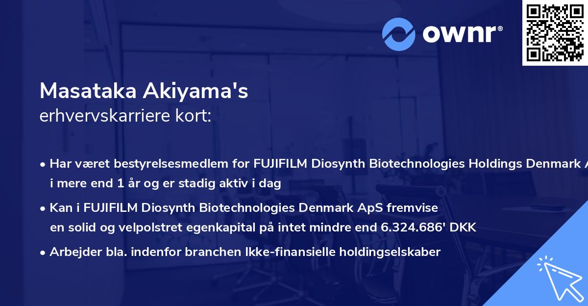 Masataka Akiyama's erhvervskarriere kort