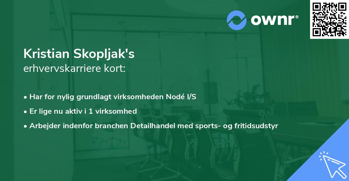 Kristian Skopljak's erhvervskarriere kort