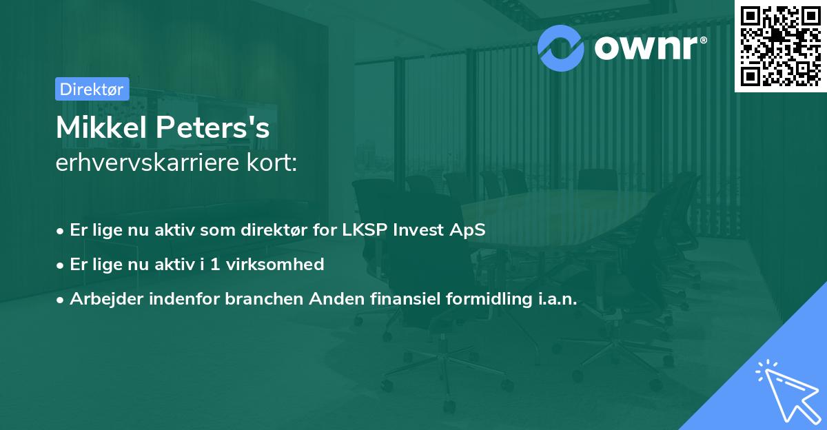 Mikkel Peters's erhvervskarriere kort