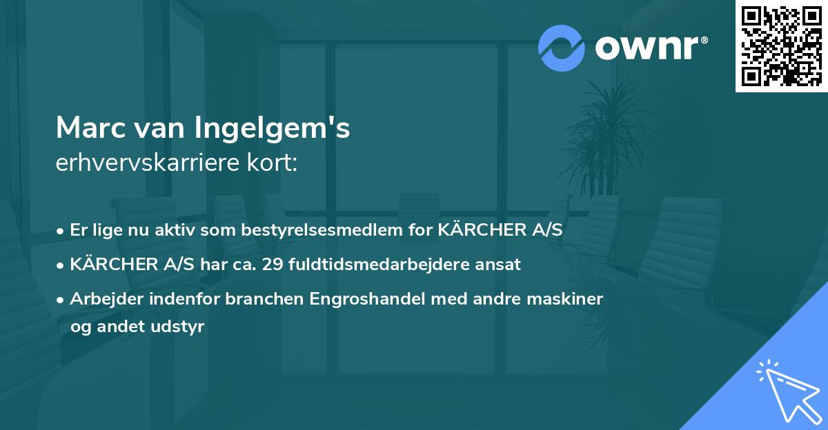 Marc van Ingelgem's erhvervskarriere kort