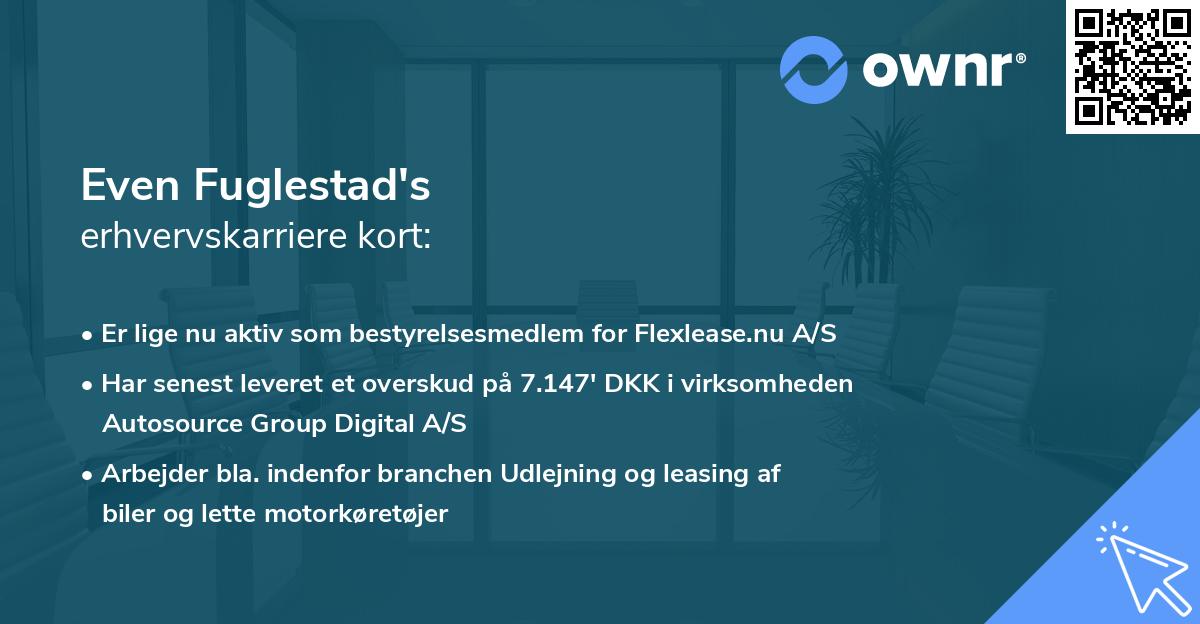 Even Fuglestad's erhvervskarriere kort