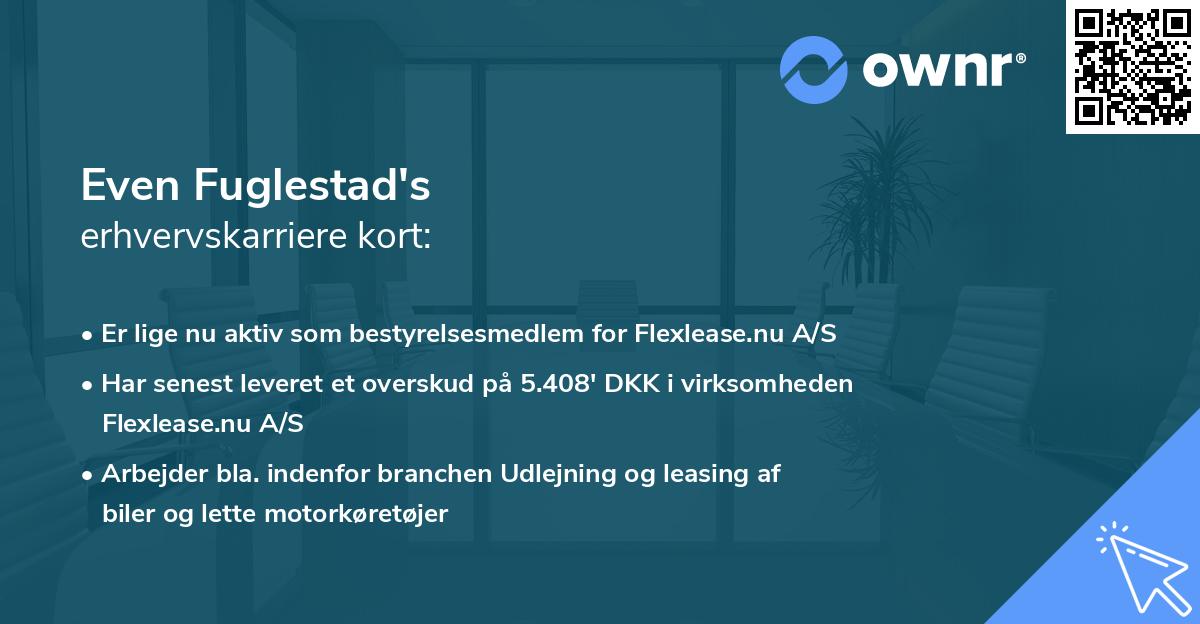 Even Fuglestad's erhvervskarriere kort