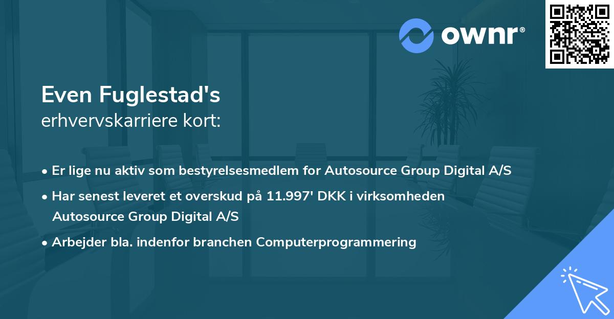 Even Fuglestad's erhvervskarriere kort