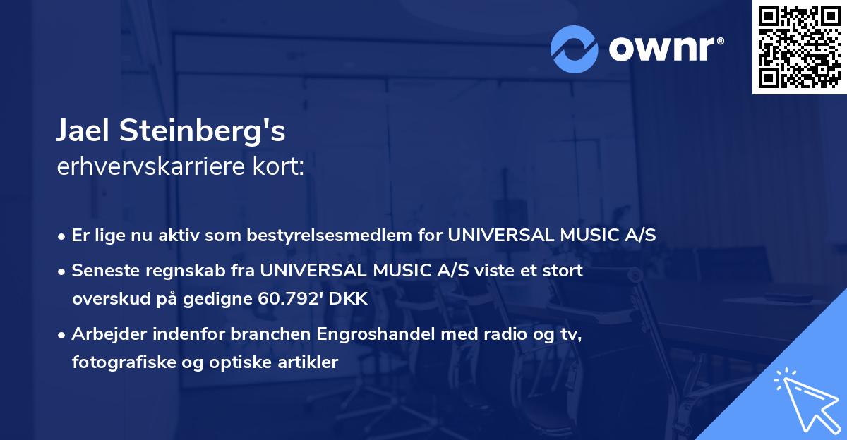 Jael Steinberg's erhvervskarriere kort