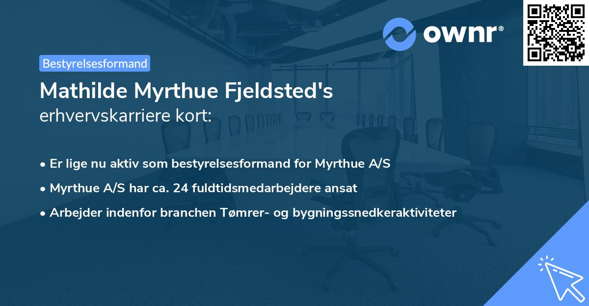Mathilde Myrthue Fjeldsted's erhvervskarriere kort