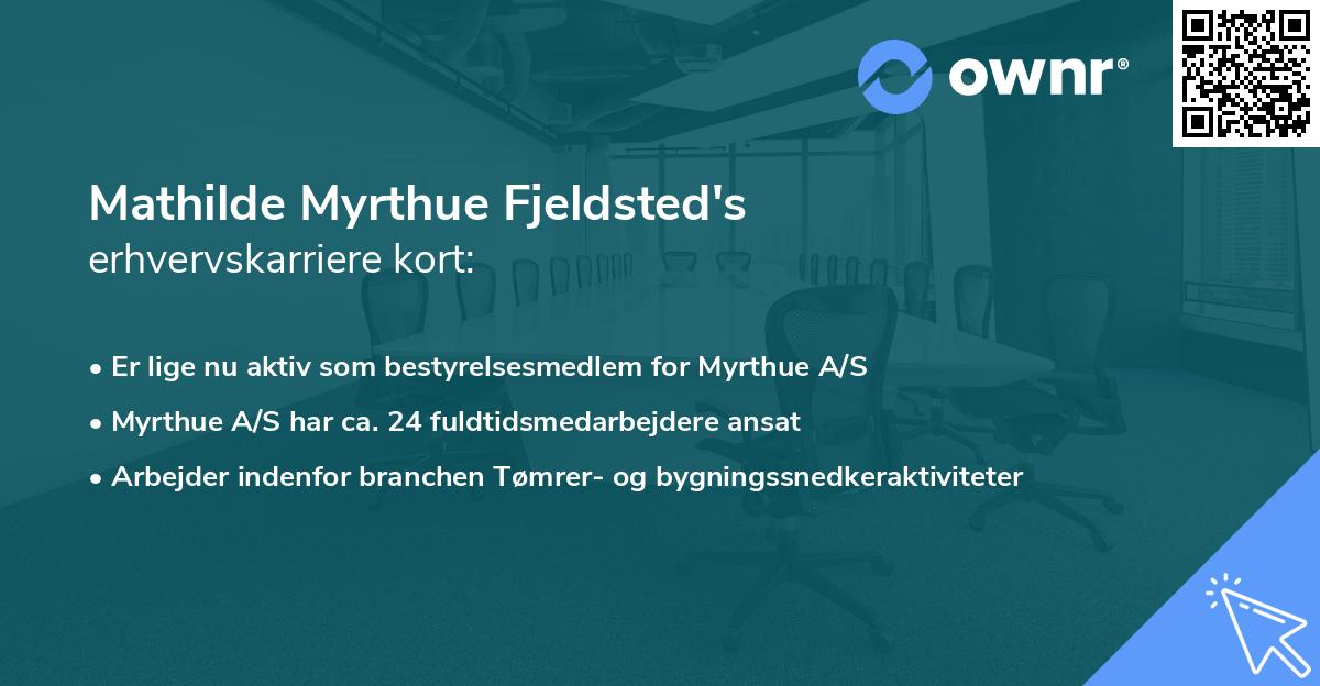 Mathilde Myrthue Fjeldsted's erhvervskarriere kort