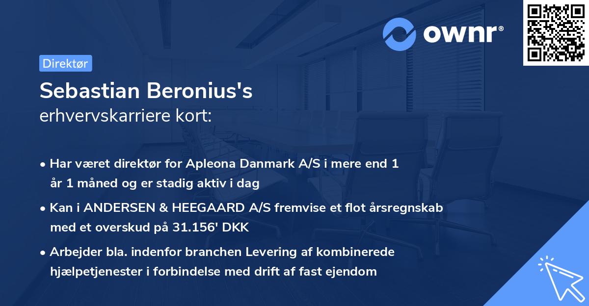 Sebastian Beronius's erhvervskarriere kort