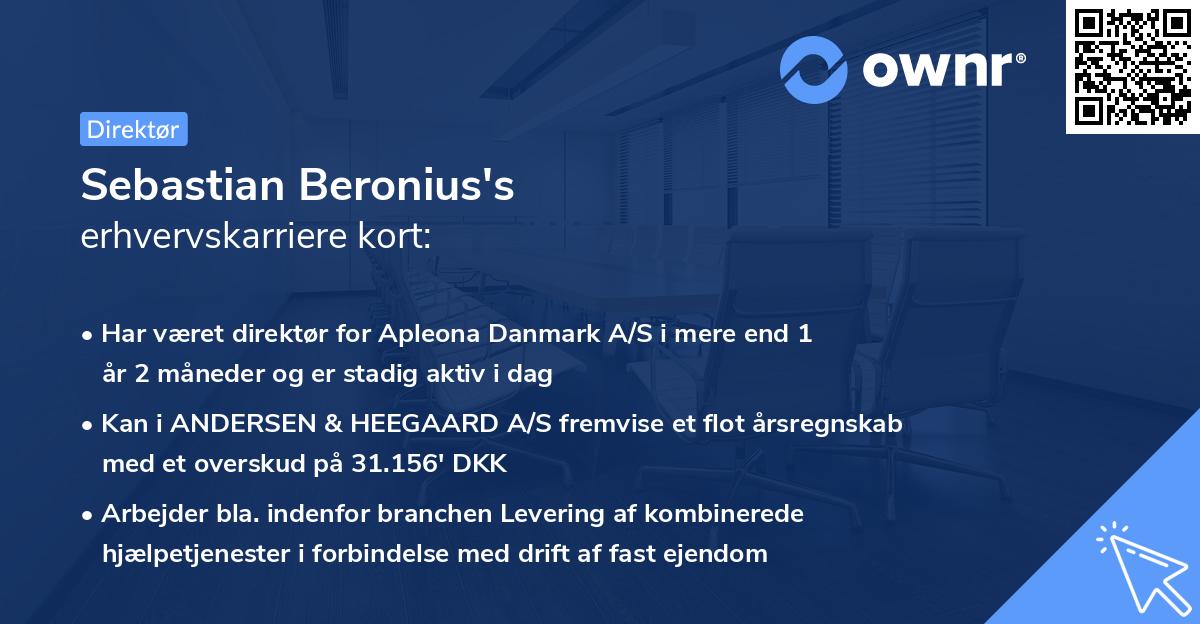 Sebastian Beronius's erhvervskarriere kort