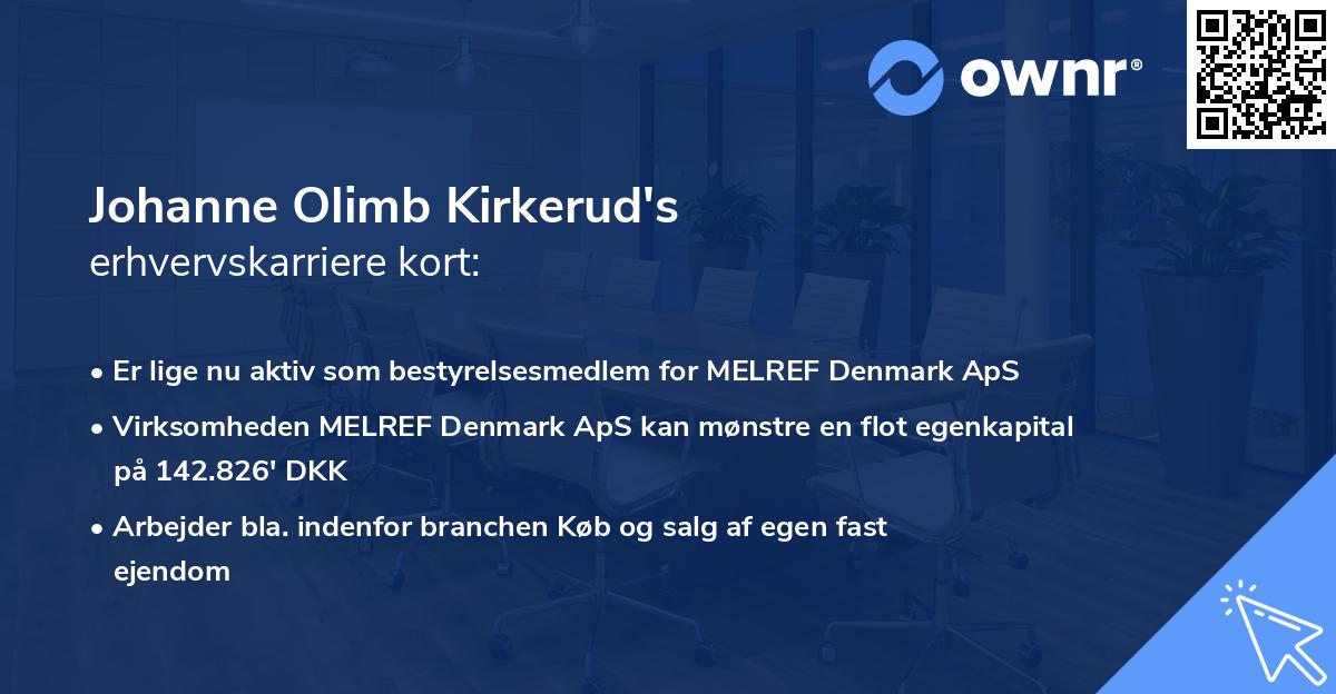Johanne Olimb Kirkerud's erhvervskarriere kort