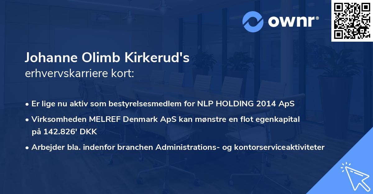 Johanne Olimb Kirkerud's erhvervskarriere kort