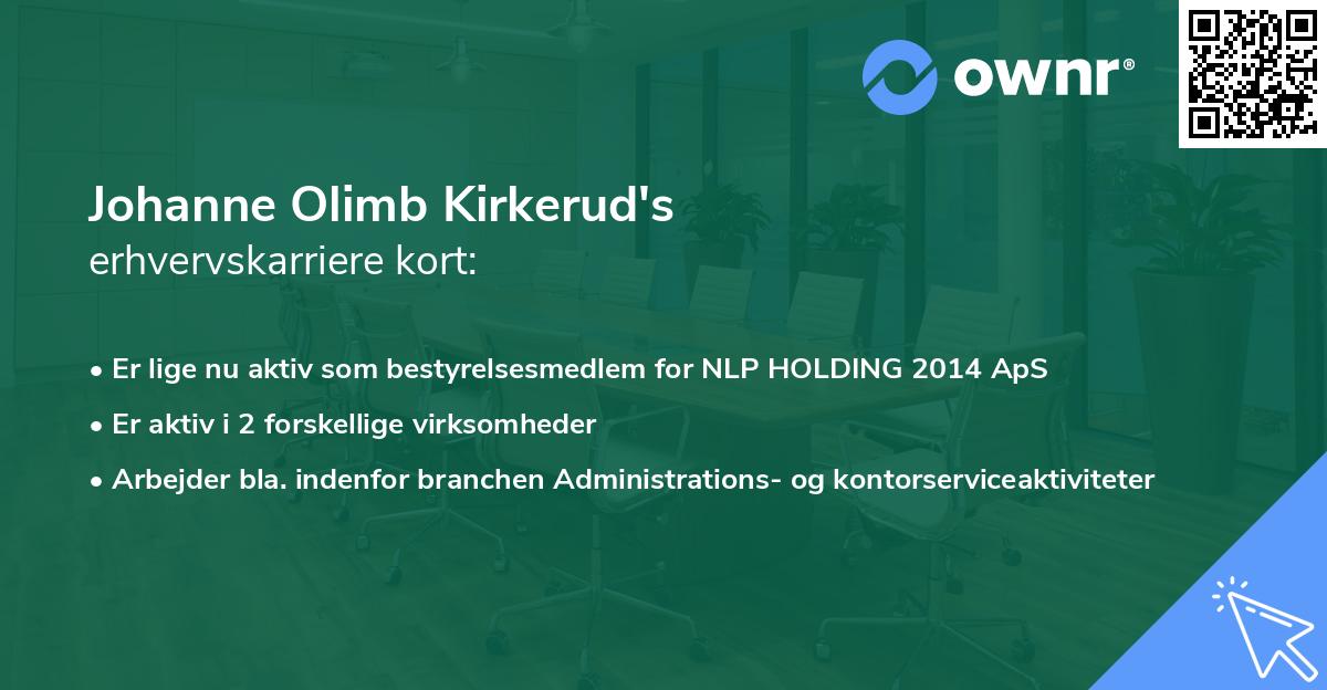 Johanne Olimb Kirkerud's erhvervskarriere kort