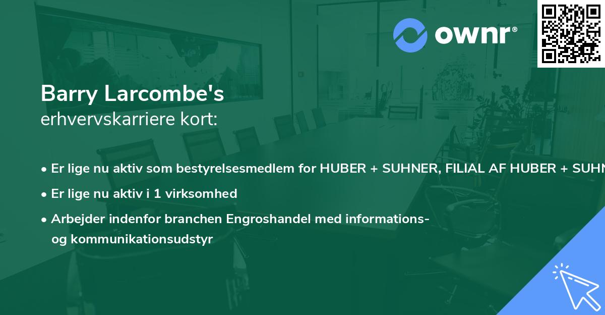 Barry Larcombe's erhvervskarriere kort