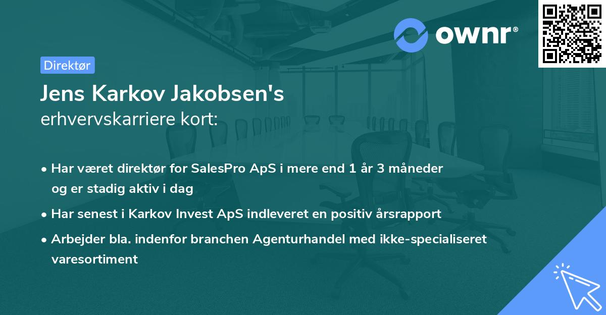 Jens Karkov Jakobsen's erhvervskarriere kort
