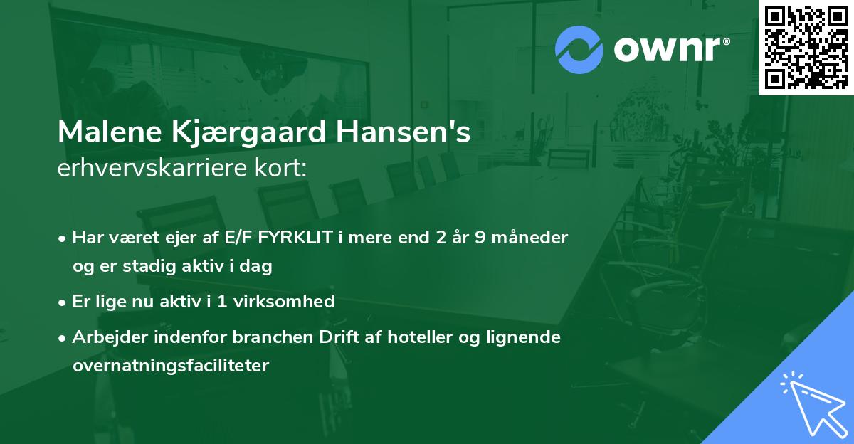 Malene Kjærgaard Hansen's erhvervskarriere kort