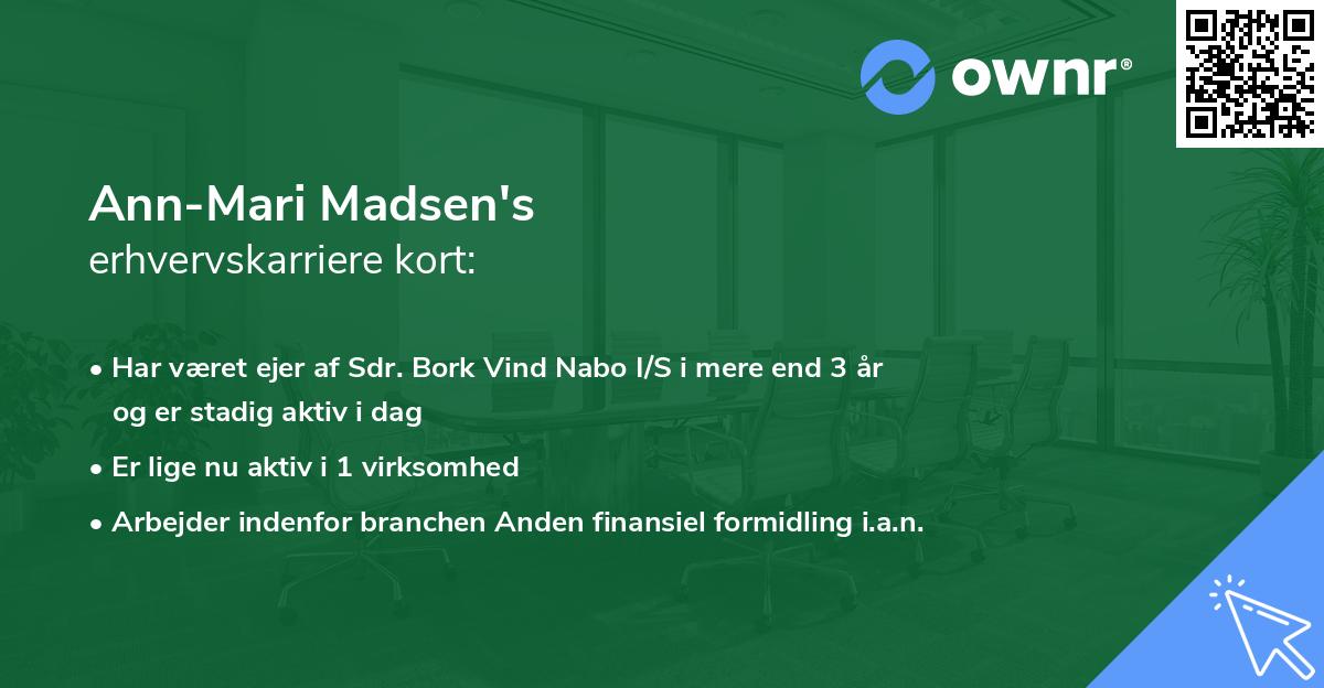 Ann-Mari Madsen's erhvervskarriere kort