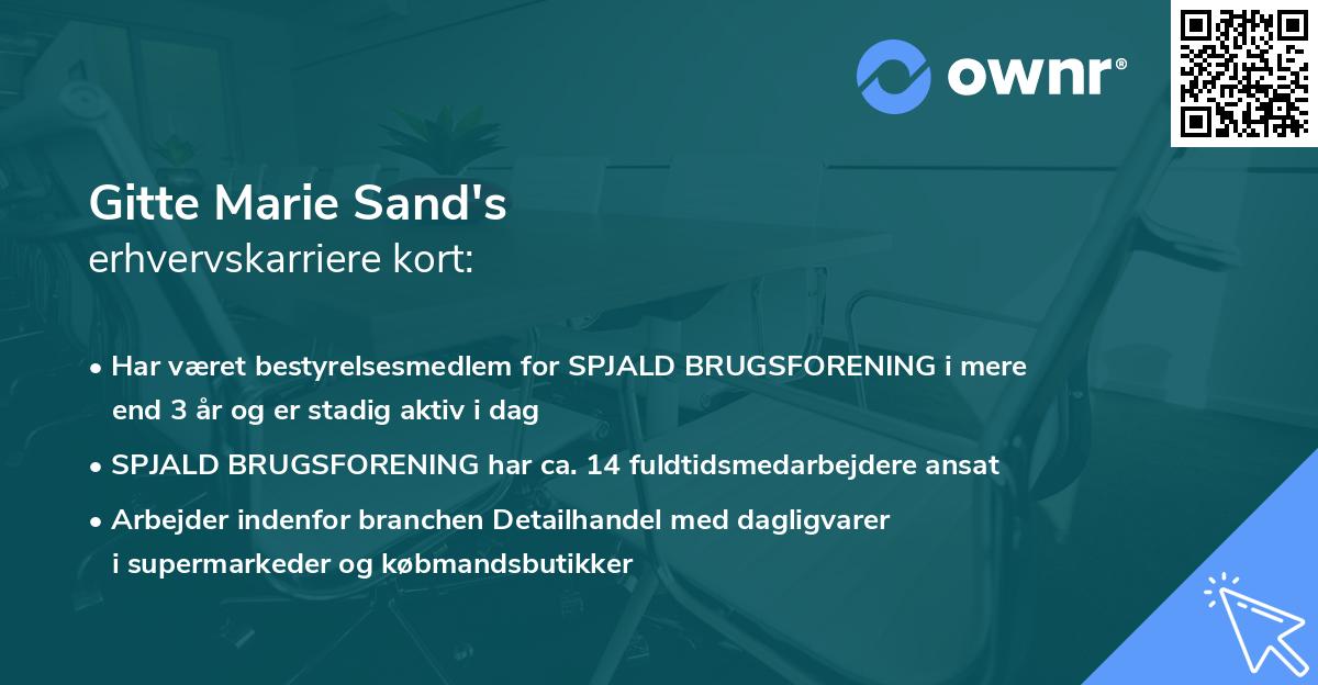 Gitte Marie Sand's erhvervskarriere kort