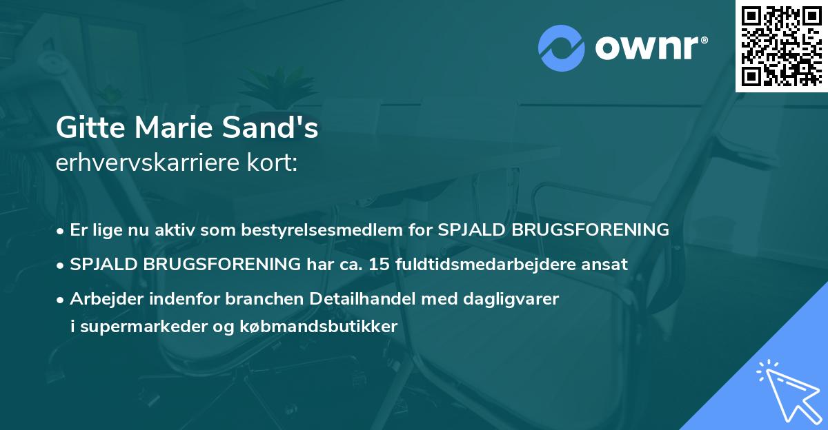 Gitte Marie Sand's erhvervskarriere kort