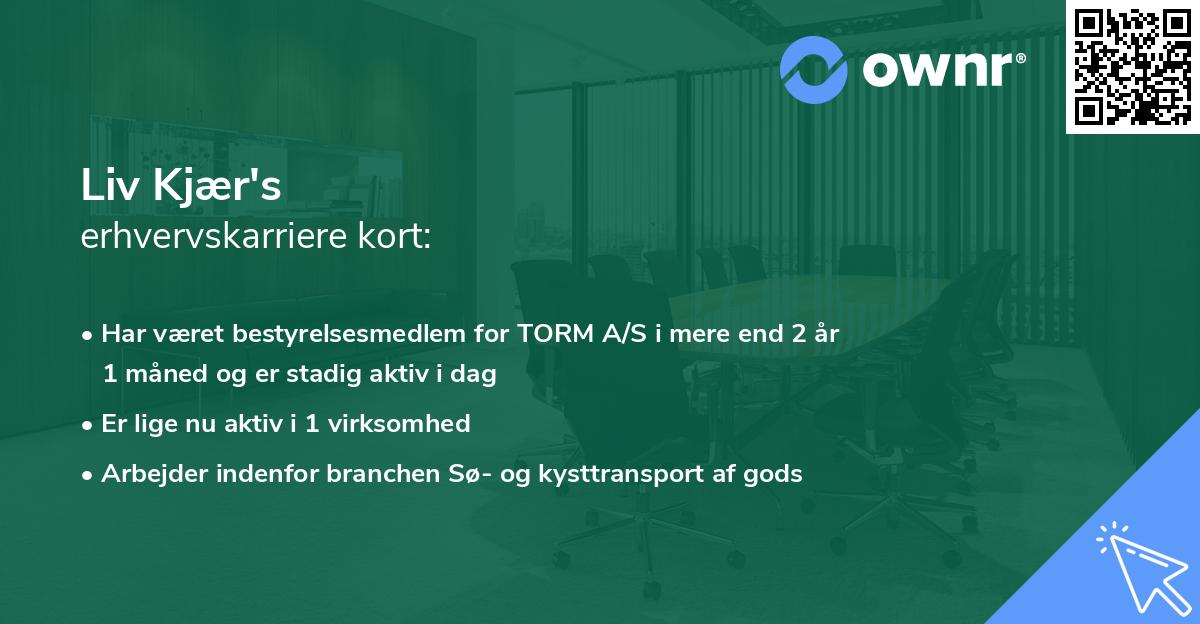 Liv Kjær's erhvervskarriere kort