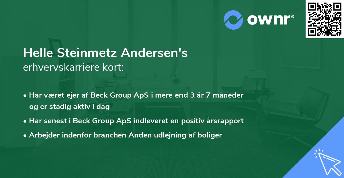 Helle Steinmetz Andersen's erhvervskarriere kort
