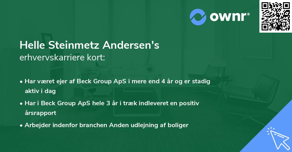 Helle Steinmetz Andersen's erhvervskarriere kort
