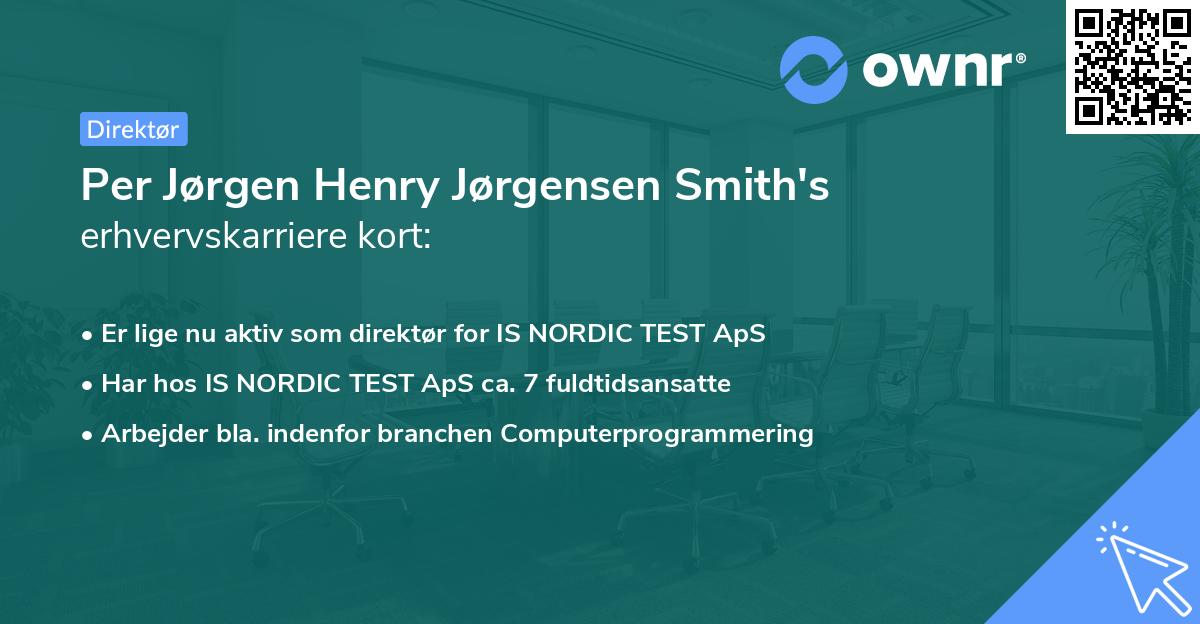 Per Jørgen Henry Jørgensen Smith's erhvervskarriere kort