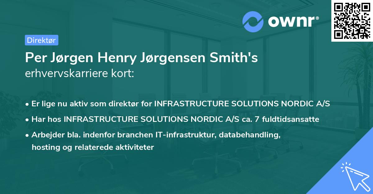 Per Jørgen Henry Jørgensen Smith's erhvervskarriere kort