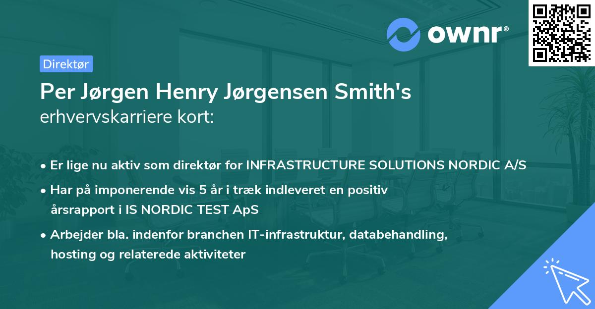 Per Jørgen Henry Jørgensen Smith's erhvervskarriere kort