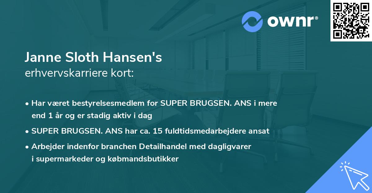Janne Sloth Hansen's erhvervskarriere kort