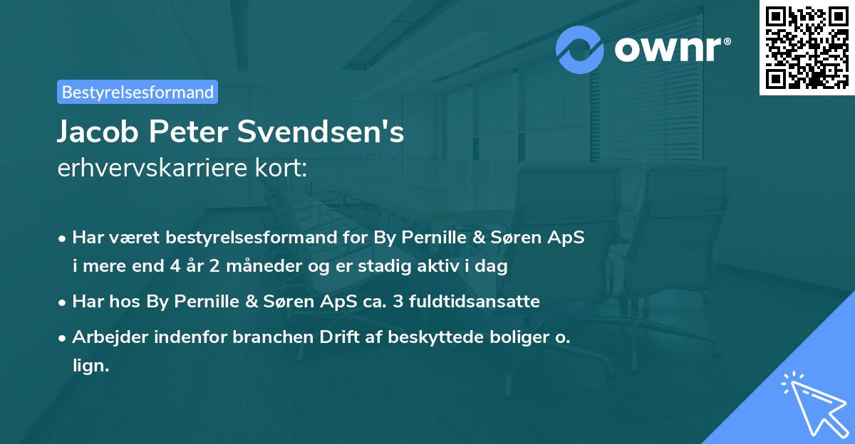 Jacob Peter Svendsen's erhvervskarriere kort