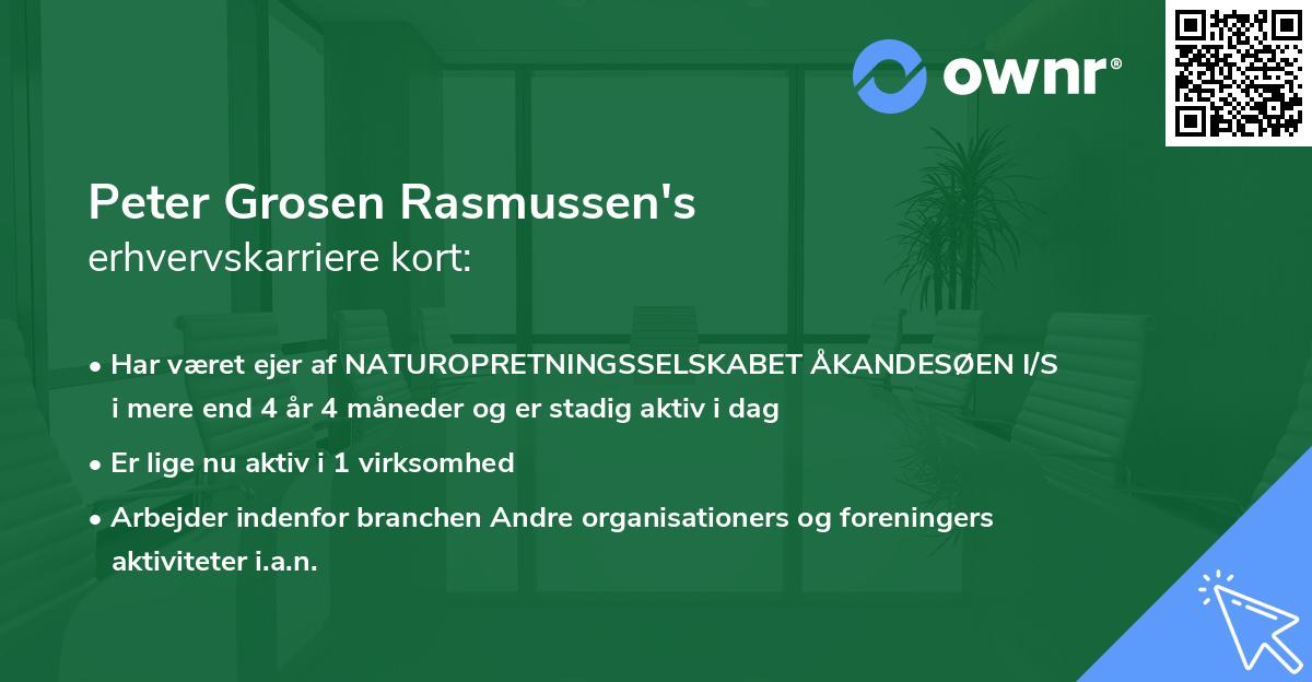 Peter Grosen Rasmussen's erhvervskarriere kort