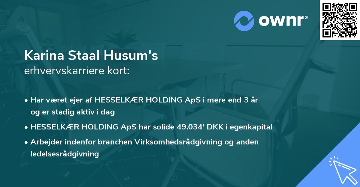 Karina Staal Husum's erhvervskarriere kort
