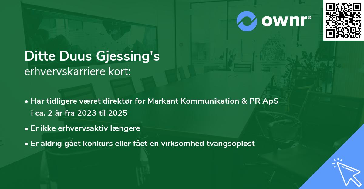 Ditte Duus Gjessing's erhvervskarriere kort