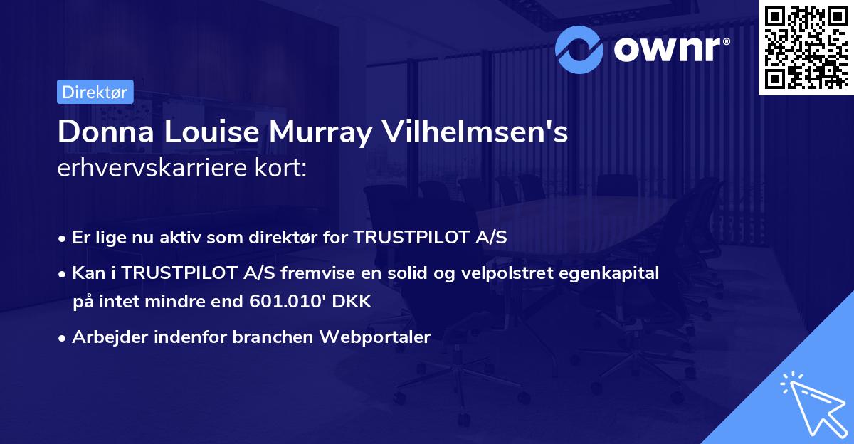 Donna Louise Murray Vilhelmsen's erhvervskarriere kort