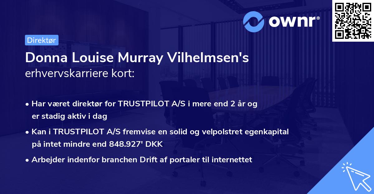 Donna Louise Murray Vilhelmsen's erhvervskarriere kort