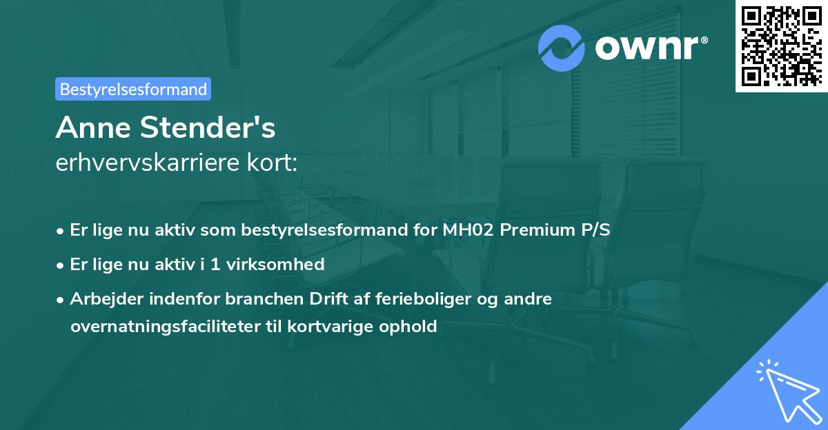 Anne Stender's erhvervskarriere kort