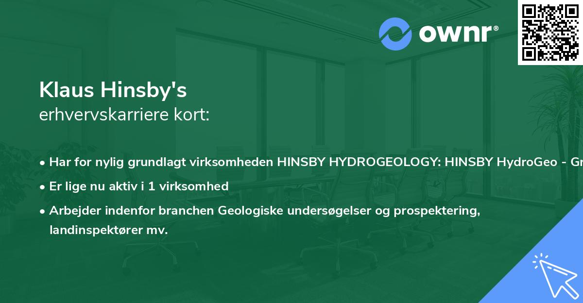 Klaus Hinsby's erhvervskarriere kort